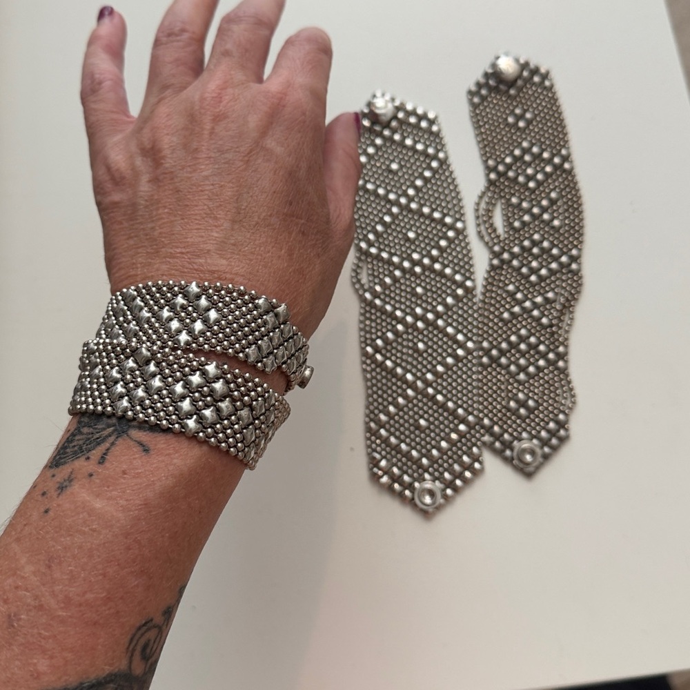 3 different Liquid Metal Sergio Gutierrez silver cuff bracelets handcrafted - Picture 3 of 8
